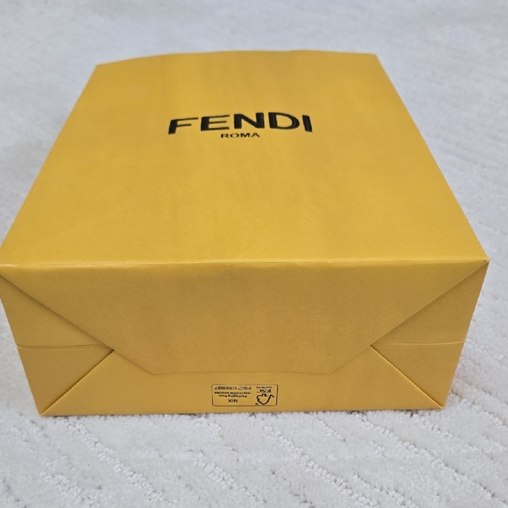 FENDI • Small Yellow Shopping/Gift Bag with Black Accents - Picture 2 of 5